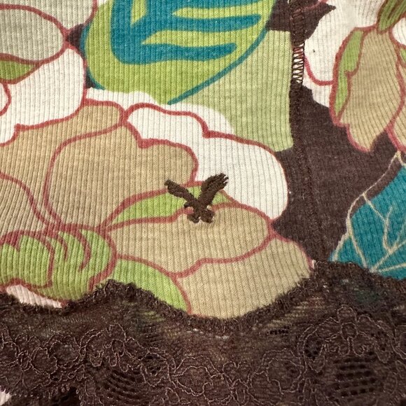 American Eagle Camisole Tank Top  Brown Women's Size M Flowers Lace Trim Y2K - Picture 4 of 7